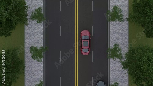Top View of Cars Driving on Urban Road