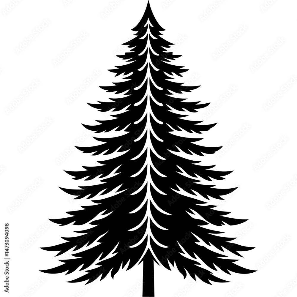 Minimalist Pine Tree Silhouette on White Background Minimalist Pine Tree Silhouette on White Background