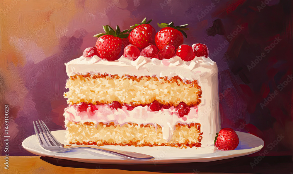 Delicious Strawberry Cake on transparent background Delicious Strawberry Cake on transparent background