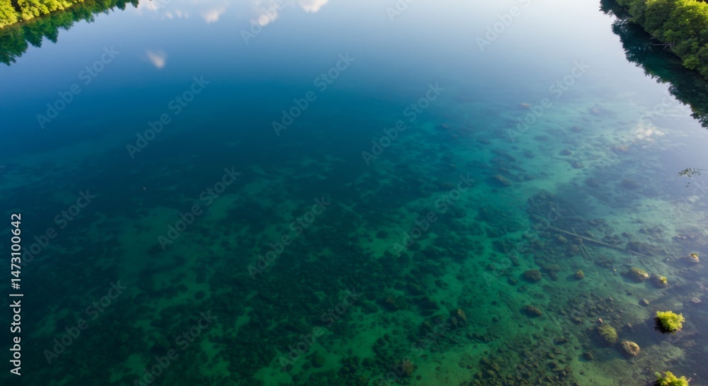 Fototapeta premium Aerial View of Clear Tropical Water with Visible Coral Reef