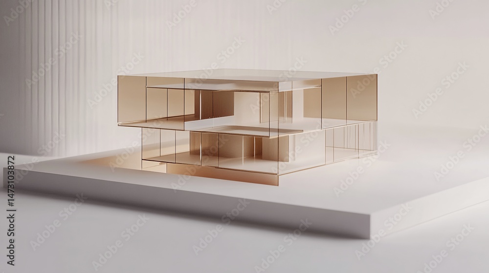 Minimalist architectural model of a modern house with transparent walls, showcasing interior design and open spaces. Minimalist architectural model of a modern house with transparent walls, showcasing interior design and open spaces.