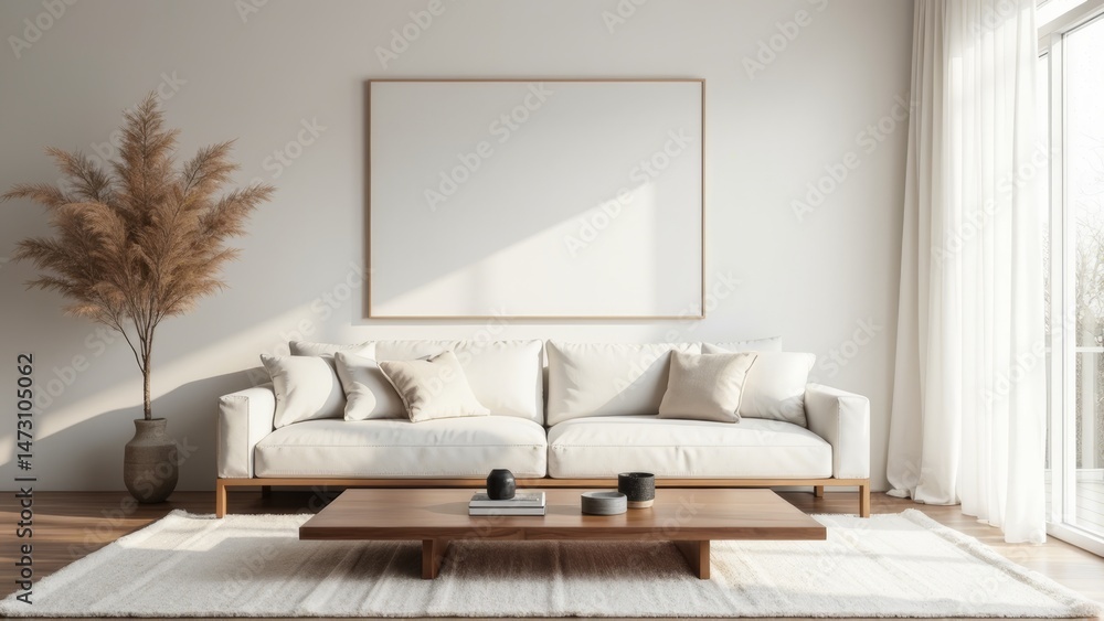 Fototapeta premium Modern minimalist living room illustration