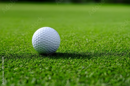 Golf shots on a wide golf course by a professional golfer from side view and close up view