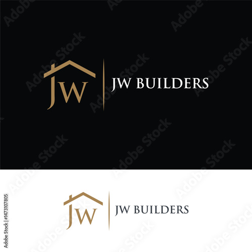 letter jw roof logo design vector template