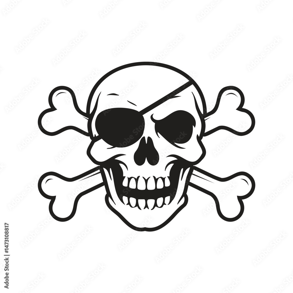 Fototapeta premium pirate skull black white design