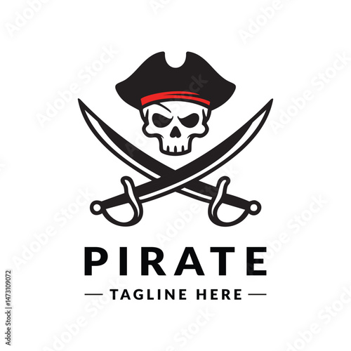 pirate skull logo with crossed swords