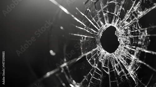 Broken and cracked glass plate