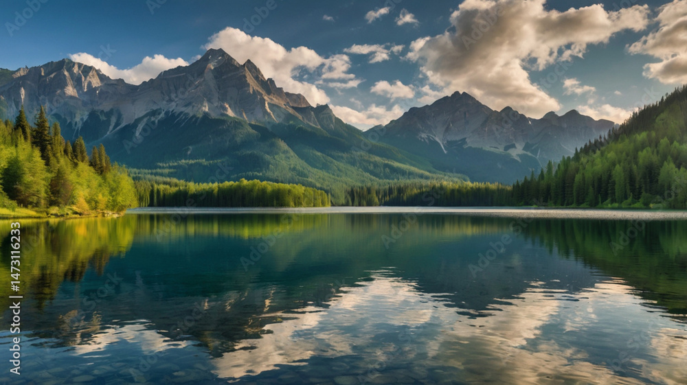 Beautiful summer landscape with a river and a tree in the foreground Beautiful summer landscape with a river and a tree in the foreground