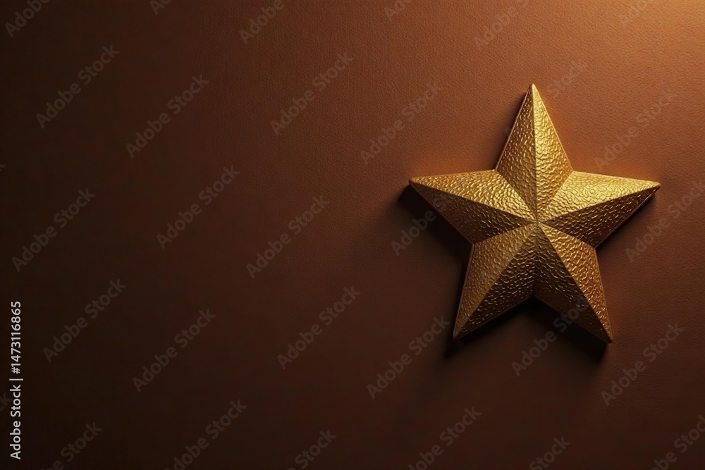 Obraz premium Single gold star on brown background, simple, elegant design , texture background, brown, success