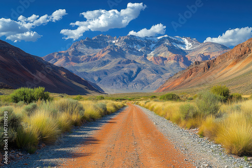 A winding road cutting through majestic Andes mountains.