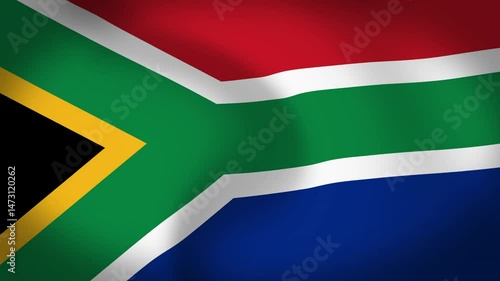 South Africa Flag Waving Animation Loop
