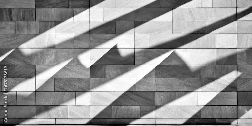 Shadows fall across geometric wall tiles creating abstract pattern with intersecting lines and varying light angles. Modern architectural background Shadows fall across geometric wall tiles creating abstract pattern with intersecting lines and varying light angles. Modern architectural background