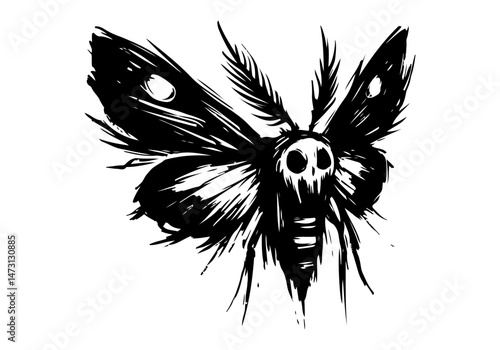 Moth Hand Drawn Natural Art Illustration Vector Isolated by AZ for Books, Arts, Design and Decoration Graphic Asset