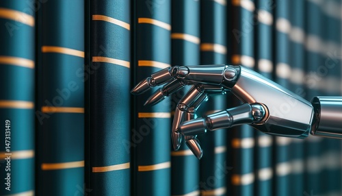 Robot Hand Reaching for Legal Books - Innovative Legaltech Concept