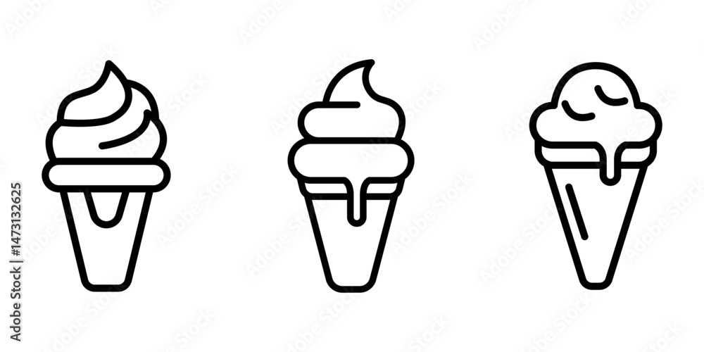 ice-cream outline or line icon design bundle. ice-cream outline or line icon design bundle.