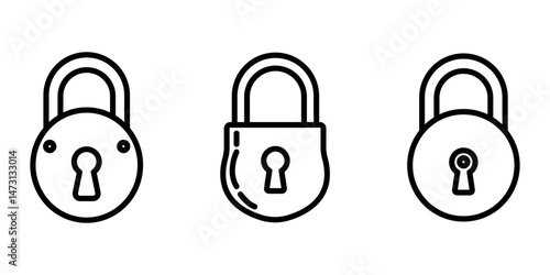 lock outline or line icon design bundle.