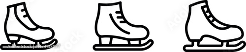 ice-skating outline or line icon design bundle.