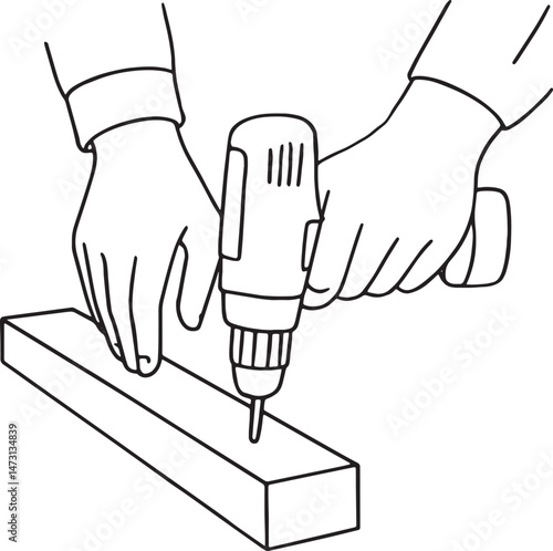 someone drilling a wooden bar