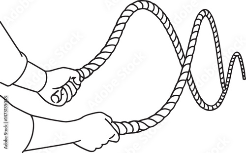a Man exercise battle rope