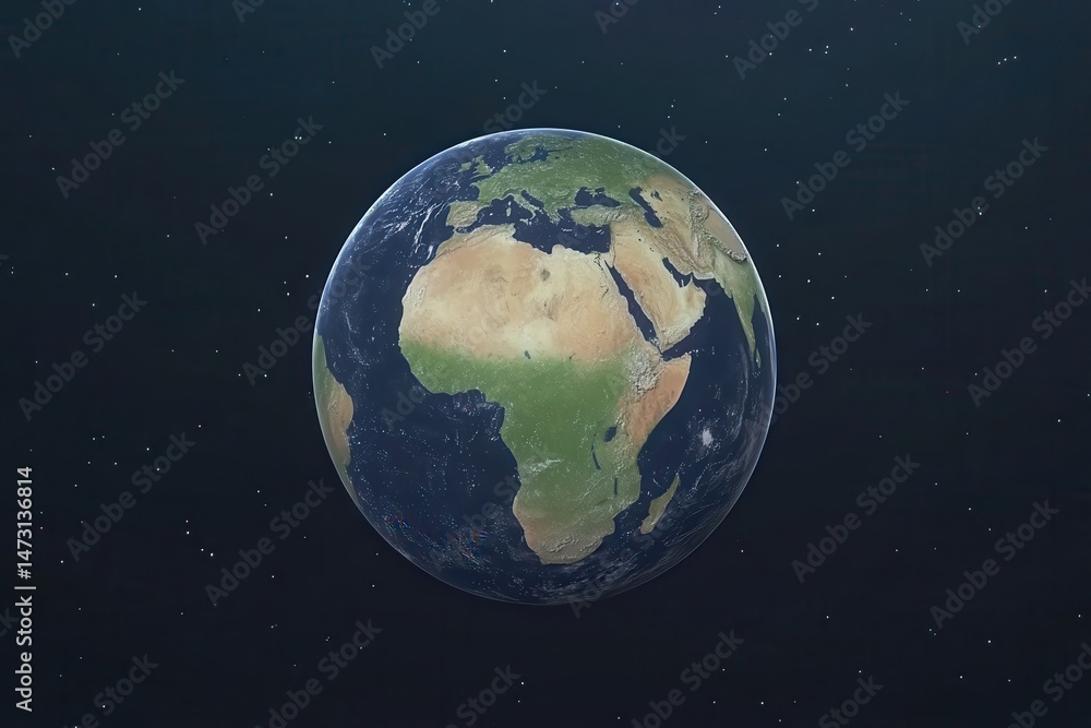 Obraz premium A realistic earth globe with a focus on the African continent. No other visual elements detected in the image.