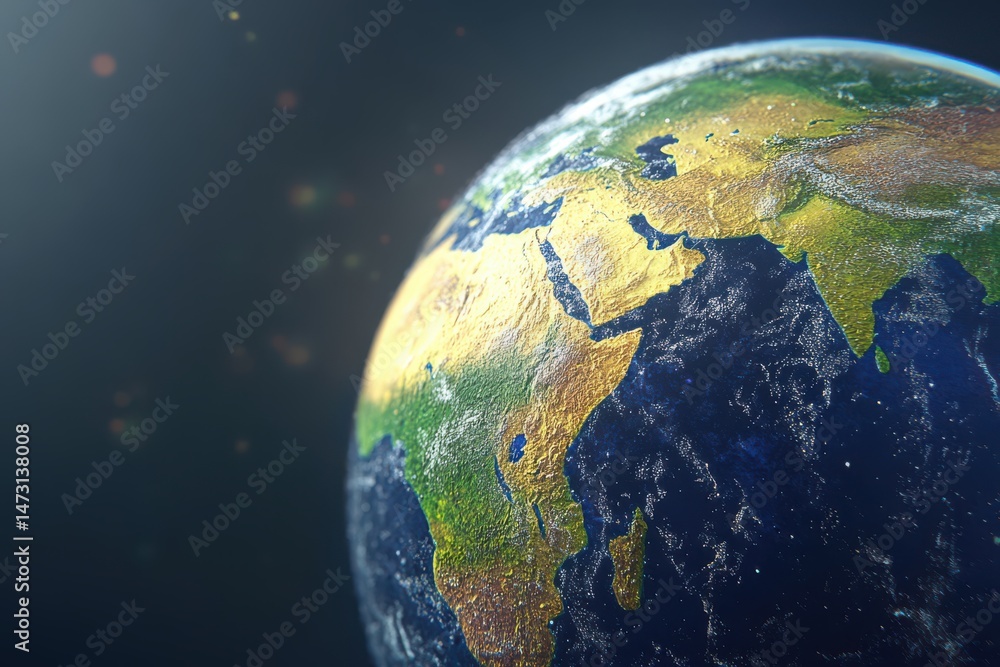 Fototapeta premium A globe depicting the Earth, with the African continent prominently featured. No other distinct visual elements in the image.