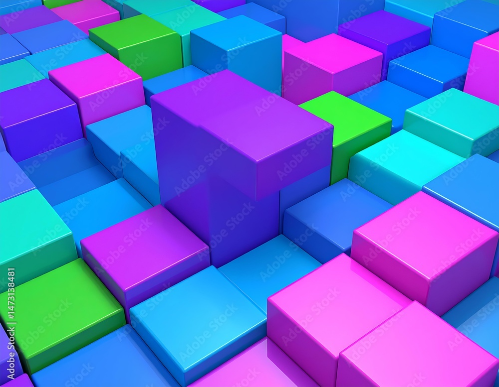 Obraz premium Vibrant Colorful Cubes Abstract 3D Geometric Pattern Design