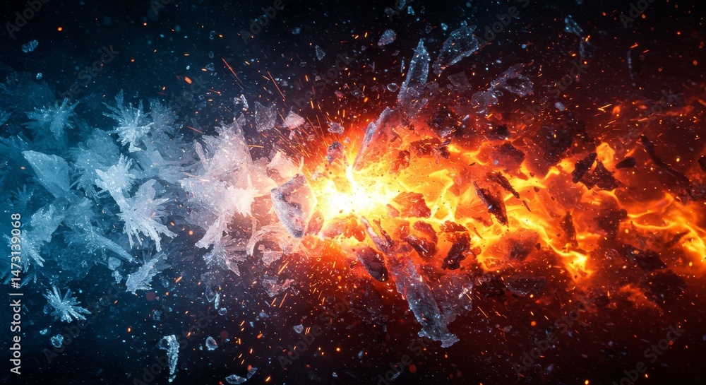 Fototapeta premium Stunning Ice and Fire Fusion Wallpaper