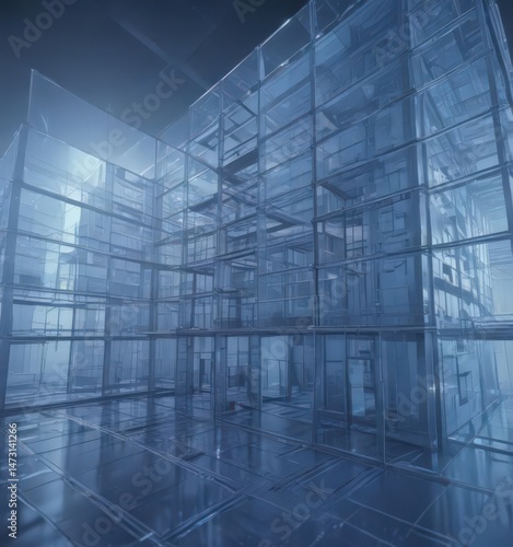 Abstract architectural blueprint with translucent blue photo effect   pattern   draft   sketch