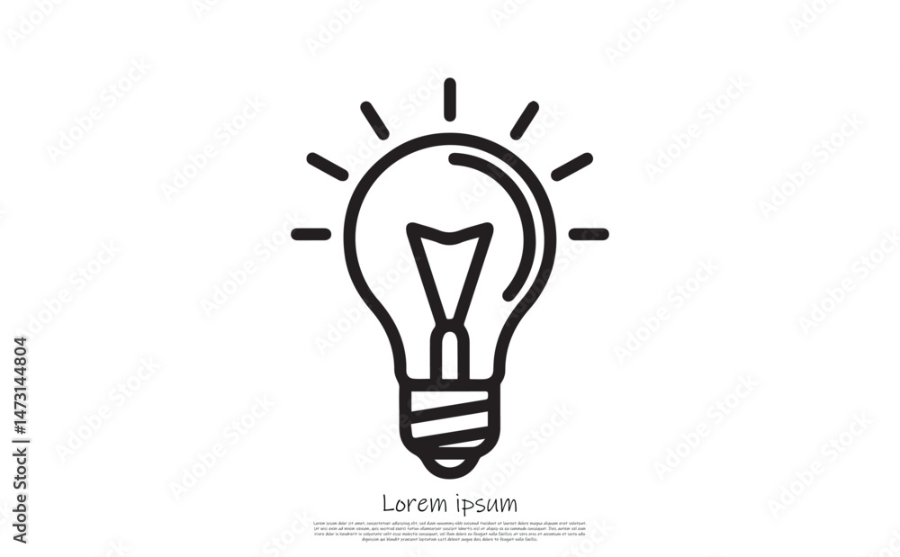 Black and White Lightbulb Radiating Light on Transparent Background Black and White Lightbulb Radiating Light on Transparent Background