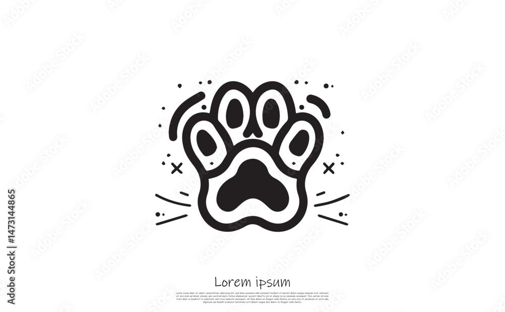 Obraz premium Black Isolated Doodle Animal Paw Print with Transparent Background Design