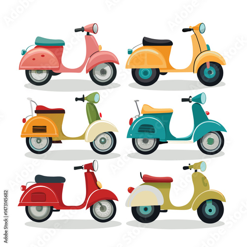 Set of  scooter transport isolated on white background