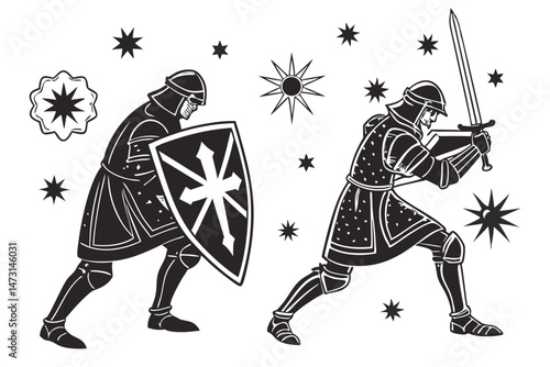 "Starlit Duel: Guardians of Light and Valor"