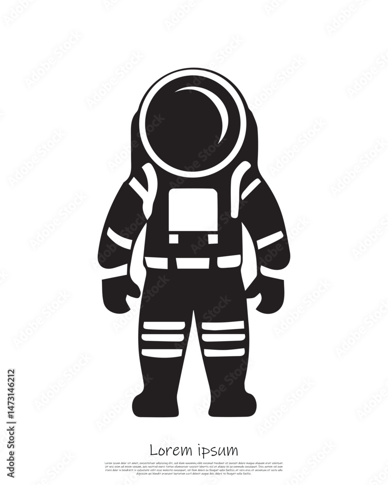 Spaceman in Black Silhouette with White Highlights isolated on Transparent background Spaceman in Black Silhouette with White Highlights isolated on Transparent background