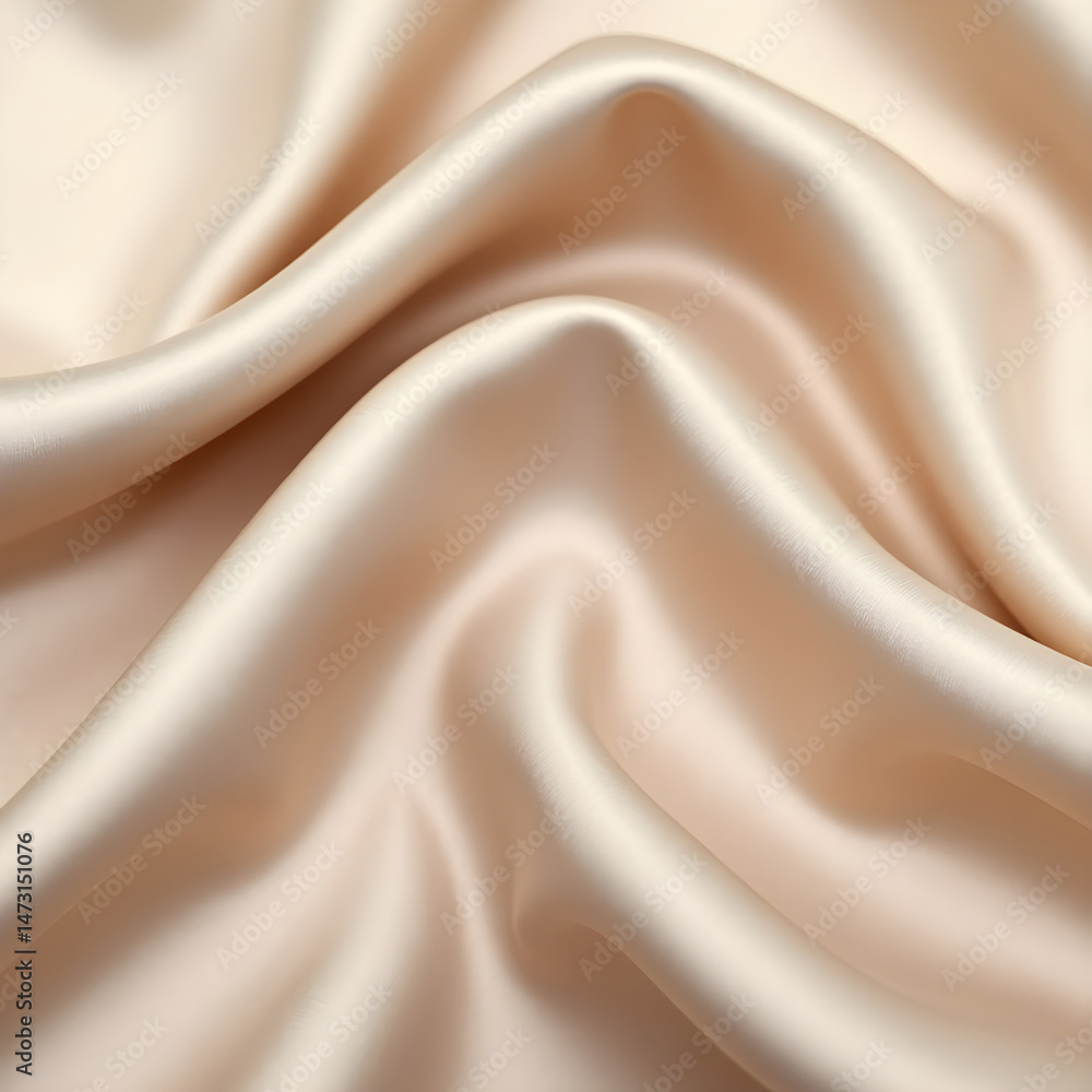 Fototapeta premium A highly detailed, close-up image of a luxurious satin silk fabric, showcasing its plain, solid, and smooth texture.