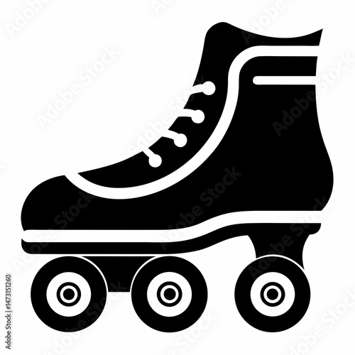 Black Roller Skates Silhouette Vector on White Background