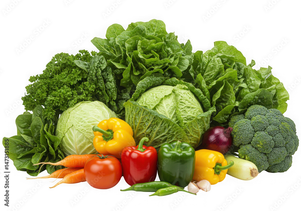 Fresh vegetables assortment isolated on transparent background Fresh vegetables assortment isolated on transparent background
