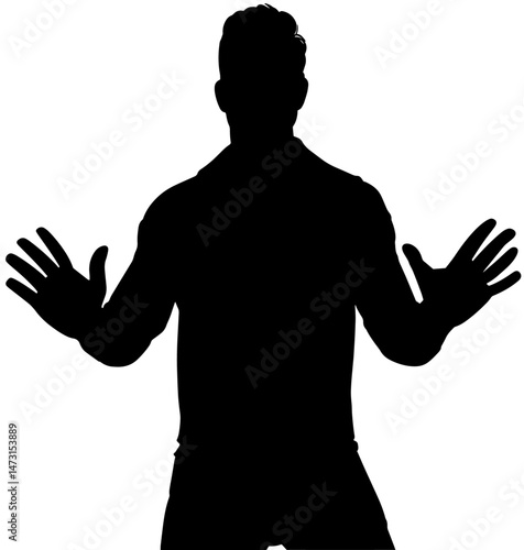 Man Open Palm Silhouette