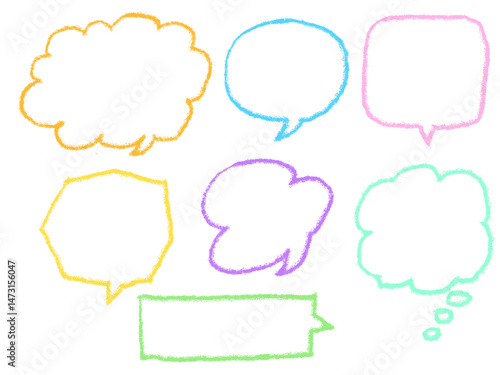 手描きあしらいセット　ふきだし　色えんぴつ