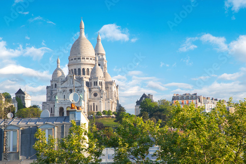 Beautiful view of the Basilica of the Sacre Coeur in Montmartre in Paris, France