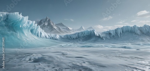 Wallpaper Mural Frozen ocean waves, glacier blue backdrop, frosted textures ,  frozen,  texture,  arctic landscape Torontodigital.ca