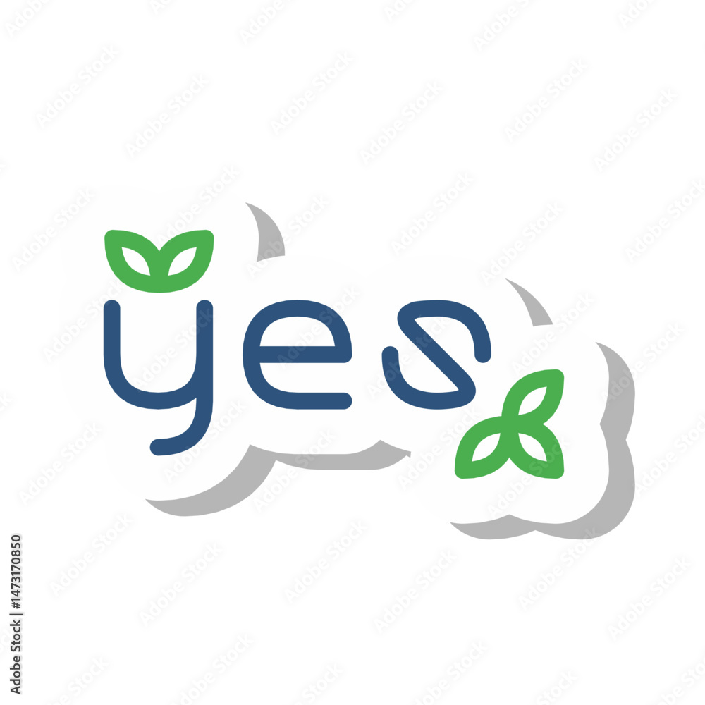 Yes Green Leaf Typography Sticker for Eco-Friendly, Positive, and Supportive Messages Yes Green Leaf Typography Sticker for Eco-Friendly, Positive, and Supportive Messages