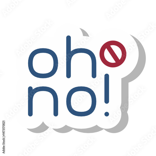 Oh No Typography Sticker with Symbolic Icon for Mistakes, Regrets, and Warning Reactions