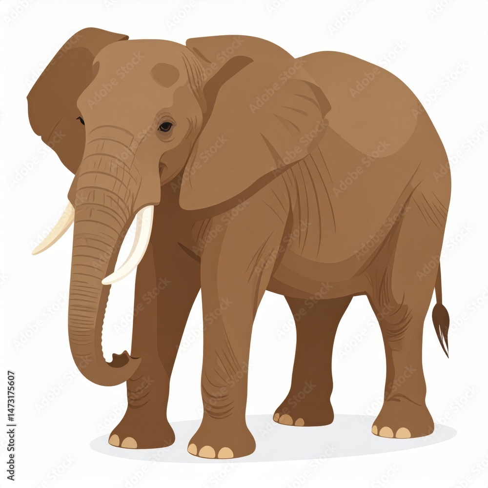 Fototapeta premium Detailed Illustration of a Standing Elephant with Tusks
