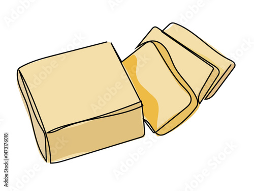 Butter in continuous line pattern on white background.
