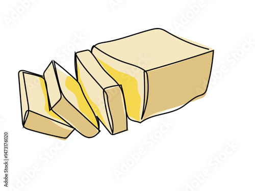 Butter in continuous line pattern on white background.