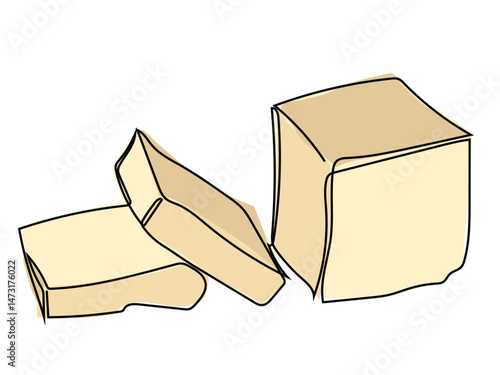 Butter in continuous line pattern on white background.