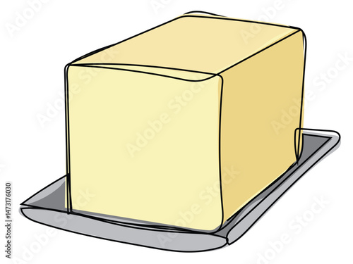 Butter in continuous line pattern on white background.