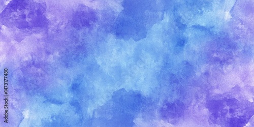 Watercolor texture background with blue and purple abstract paint design. Artistic soft brush gradient useful for creative decor, graphic design, wallpaper