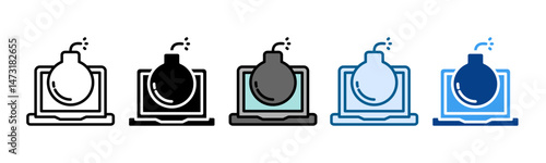 DDoS Attack Icon Set Multiple Style Collection