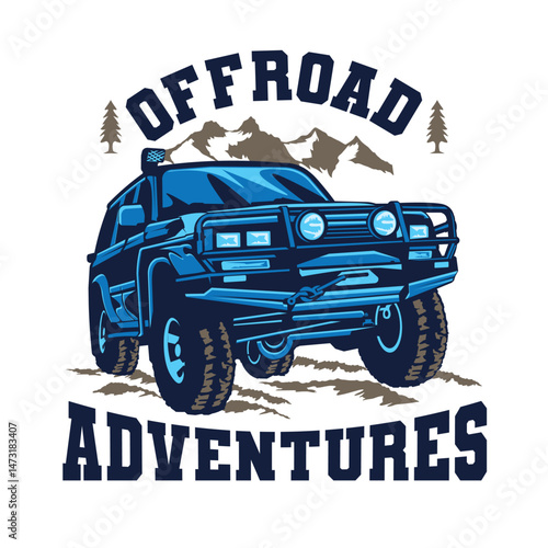 Off road adventure vehicle vector illustration logo design, perfect for t shirt design and Adventure club logo